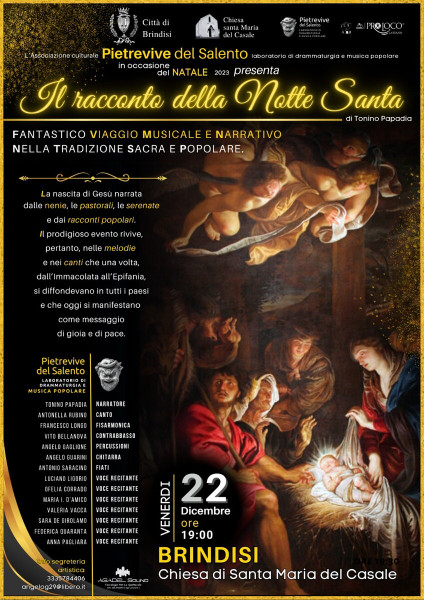 IL RACCONTO DELLA NOTTE SANTA. Fantastico viaggio musicale nella tradizione sacra e popolare meridionale.