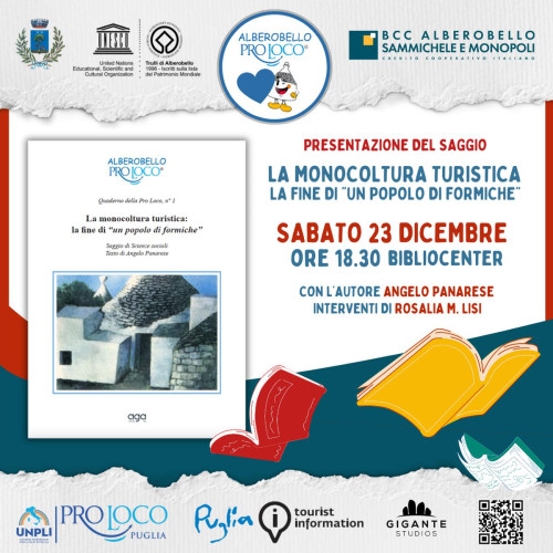 Presentazione saggio "LA MONOCOLTURA TURISTICA" di Angelo Panarese
