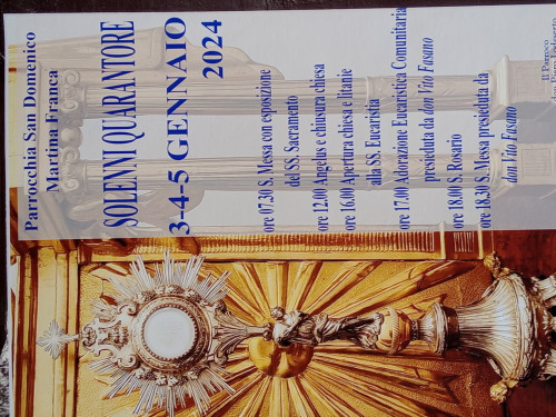 Solenni Quarantore nella chiesa di San Domenico, di buon auspicio per il nuovo anno