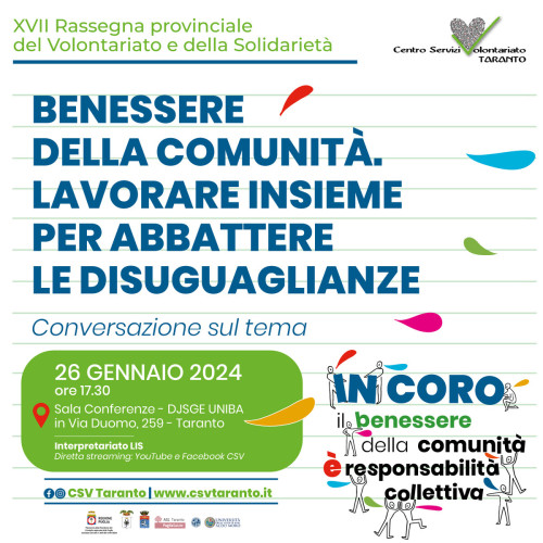Benessere della comunità. Lavorare insieme per abbattere le disuguaglianze