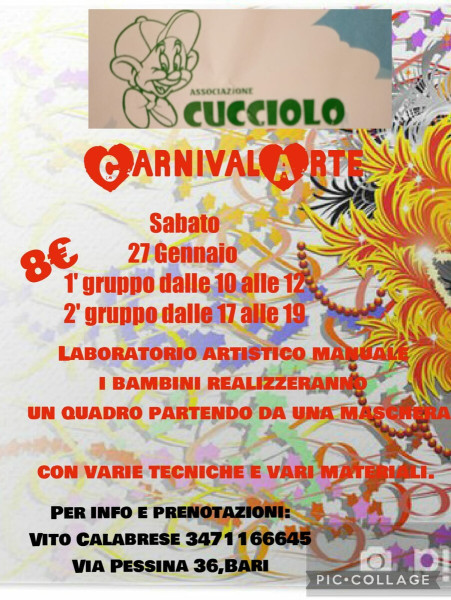 "CARNIVALARTE"- laboratorio artistico manuale a tema carnevale