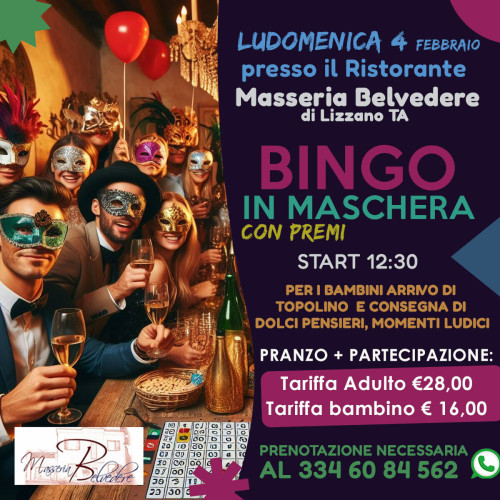 FESTA IN MASCHERA con bingo, premi e topolino