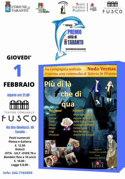 La Compagnia NUDA VERITAS presenta la commedia "PIU' DI LA' CHE DI QUA" di Valerio Di Piramo
