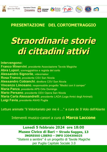 Straordinarie Storie di Cittadini Attivi -  Proiezione e Presentazione del Film