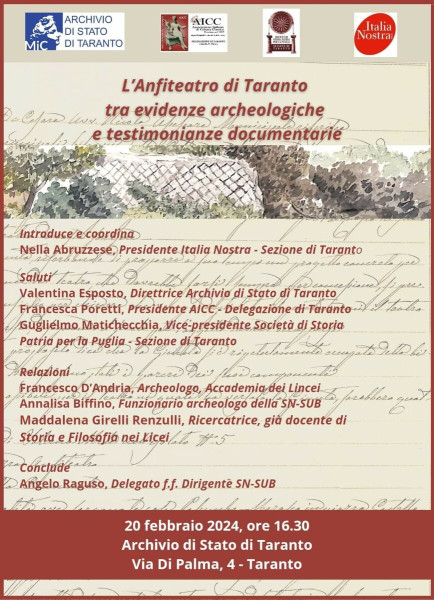 L' ANFITEATRO  DI  TARANTO,      tra evidenze archeologiche e testimonianze documentarie.