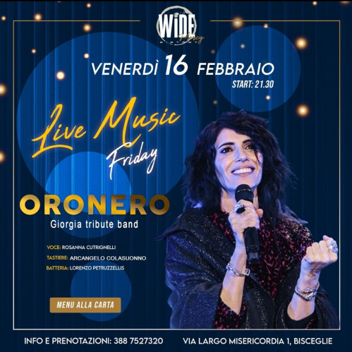 Le note di Giorgia al Wide con gli Oronero