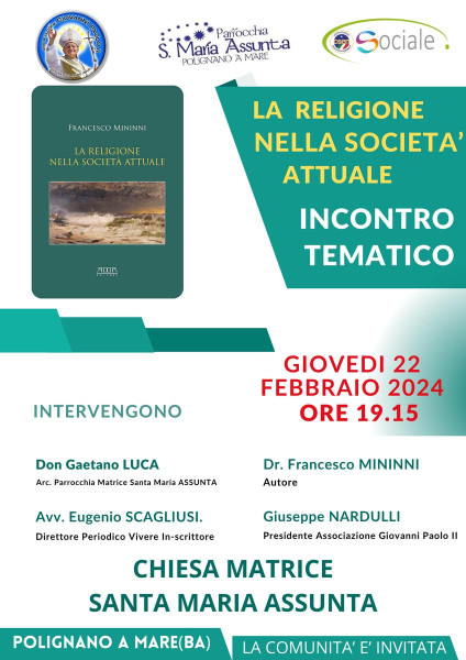Incontro Tematico LA RELIGIONE NELLA SOCIETA ATTUALE