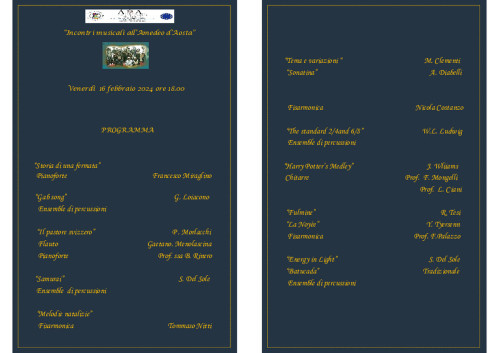 "Incontri musicali all'Amedeo d'Aosta"