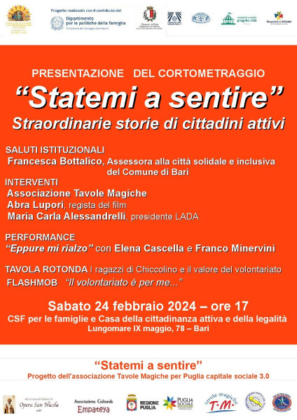 Presentazione corto "Statemi a sentire"