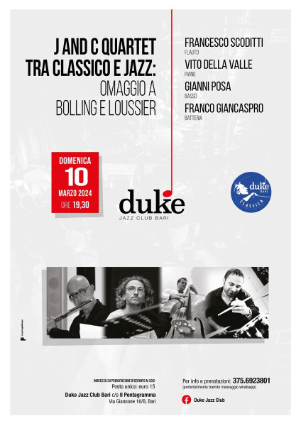 J and C Quartet - Tra classico e jazz: omaggio a Bolling e Loussier