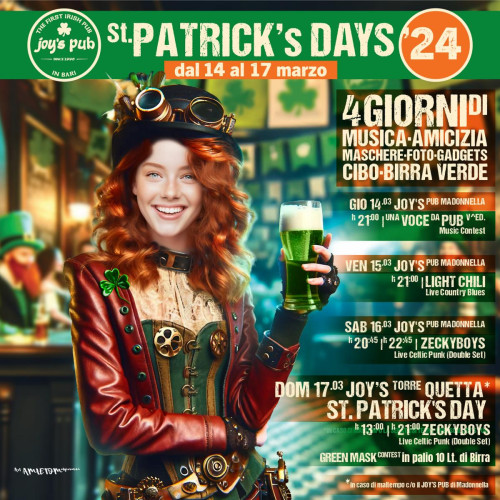 Ritornano i festeggiamenti per San Patrizio, al Joys' Pub gli