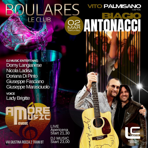 Vito Palmisano canta Biagio Antonacci live + dj set a Trani