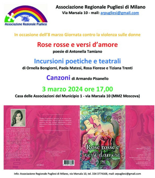 La scrittrice Antonella Tamiano presenta a Milano "Rose rosse e versi d'amore"