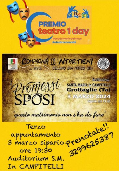 Rassegna Premio TEatro 1 Day  "I PROMESSI SPOSI"