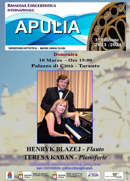 RASSEGNA CONCERTISTICA INTERNAZIONALE "APULIA"-Duo H. BLAZEJ (flauto)- T. Kaban (pianoforte)