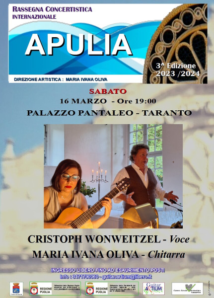 RASSEGNA CONCERTISTICA INTERNAZIONALE "APULIA" DUO CHRISTOPH von WEITZEL baritono- MARIA IVANA OLIVA chitarra