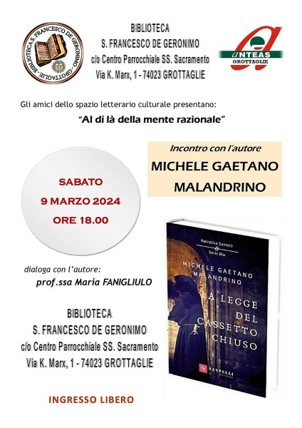 "Al di là della mente razionale": Michele Gaetano Malandrino presenta "La legge del cassetto chiuso"