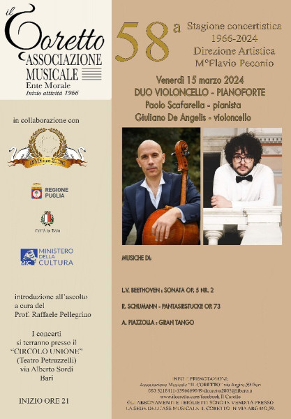 DUO VIOLONCELLO - PIANOFORTE PAOLO SCAFARELLA - GIULIANO DE ANGELIS