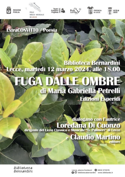 A Lecce il libro "Fuga dalle ombre" di Maria Gabriella Petrelli