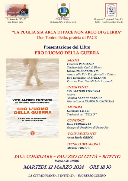 LA PUGLIA SIA ARCA DI PACE NON ARCO DI GUERRA