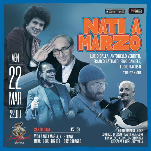 ' Nati a Marzo' Battisti, Battiato, Venditti, Daniele , Dalla tribute night a Trani