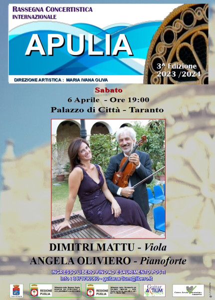 RASSEGNA CONCERTISTICA INTERNAZIONALE "APULIA" DIMITRI MATTU viola- ANGELA  OLIVIERO pianoforte