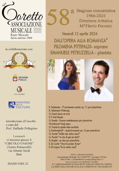 "DALL'OPERA ALLA ROMANZA  "                FILOMENA FITTIPALDI  (SOPRANO )  EMANUELA PETRUZZELLA (PIANISTA)