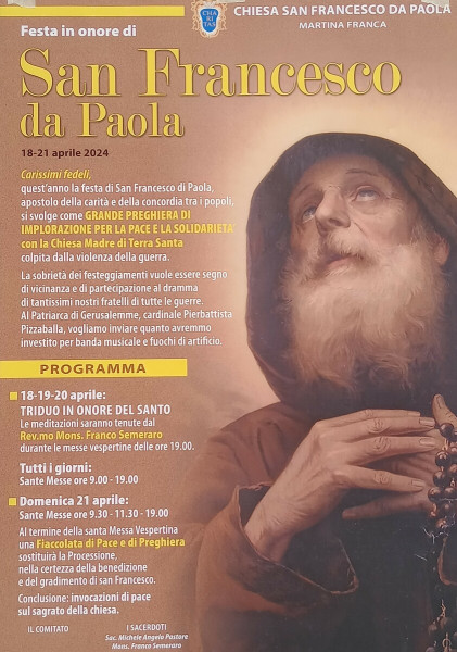 Festa di San Francesco di Paola e fiaccolata per la Terra Santa