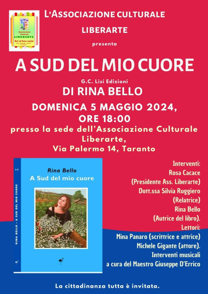 Presentazione - spettacolo di A SUD DEL MIO CUORE di Rina Bello ( Lisi Editore)
