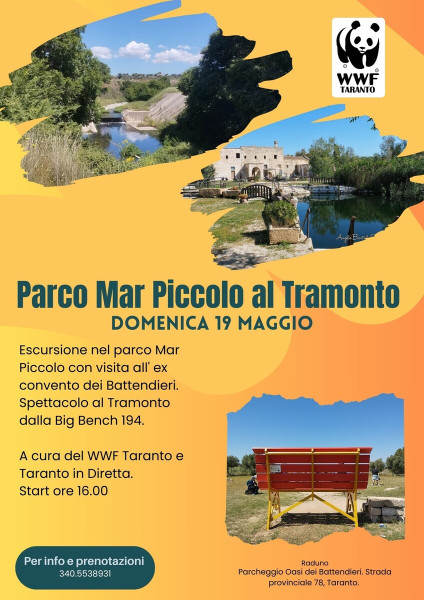 Domenica 19 maggio, Parco Mar Piccolo al Tramonto