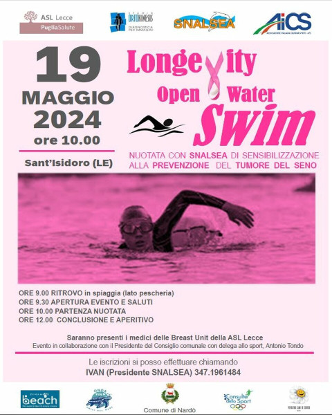 Nuoto in Acque Libere: 'longevity Open Water Swim' - Nuotata con Snalsea, di Sensibilizzazione  alla Prevenzione del Tumore al Seno