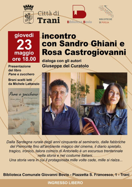 Presentazione del libro PANE E ZUCCHERO di Sandro Ghiani e Rosa Castrogiovanni