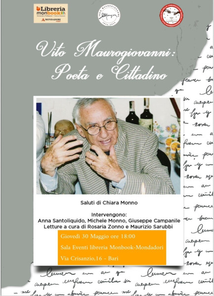 Bari – Vito Maurogiovanni: Poeta e cittadino- Un pomeriggio tra amici per ricordarlo