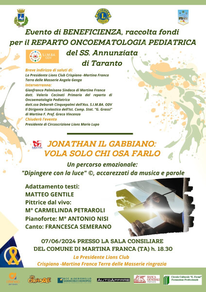 Evento di beneficenza: Jonathan il gabbiano, vola solo chi osa farlo