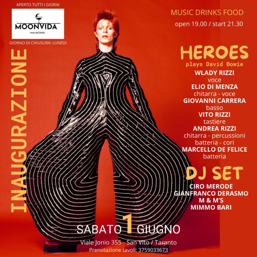 Inaugurazione Moonvida Music & Drinks: Omaggio a David Bowie (live) e Vintage Night (dj set)