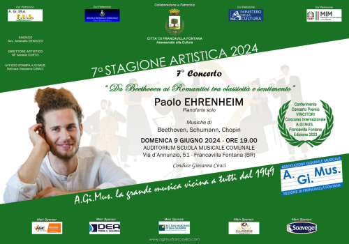 Il pianista Paolo Ehrenheim ospite della Stagione A.Gi.Mus