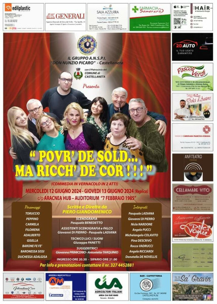 Commedia in vernacolo Povr de soldma ricch de cor