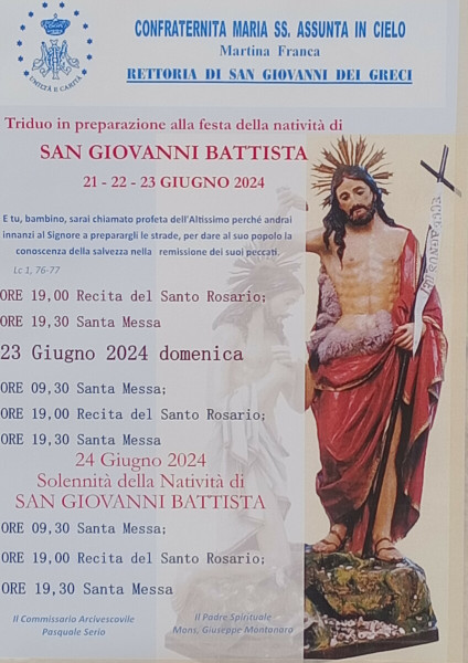 Martina Franca – Festa di San Giovanni Battista presso la chiesetta di San Giovanni dei Greci