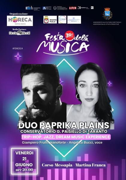 FESTA DELLA MUSICA EUROPEA 2024 MARTINA FRANCA Duo Paprika Plains #LIVE@Corso Messapia-Martina Franca (Ta)