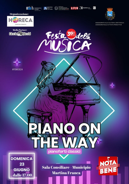 Martina Franca – FESTA DELLA MUSICA EUROPEA 2024 MARTINA FRANCA  Pianoforti classici in Sala Consiliare – Municipio di Martina Franca a cura della Scuola Nota Bene