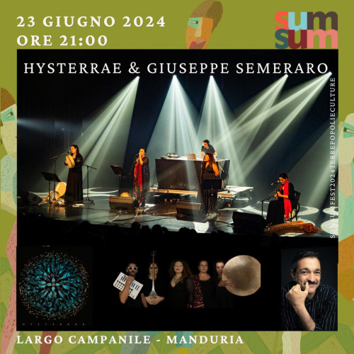 "Hysterrae  & Giuseppe Semeraro", un viaggio senza confini tra musica e teatro, domenica 23 giugno a Manduria