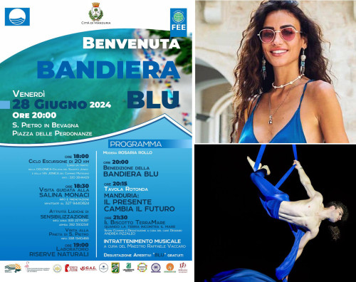 "Benvenuta Bandiera Blu" - venerdì 28 giugno a S.Pietro in Bevagna tante iniziative a contatto con la natura, tavola rotonda, musica e aperitivi BLU, modera Rosaria Rollo