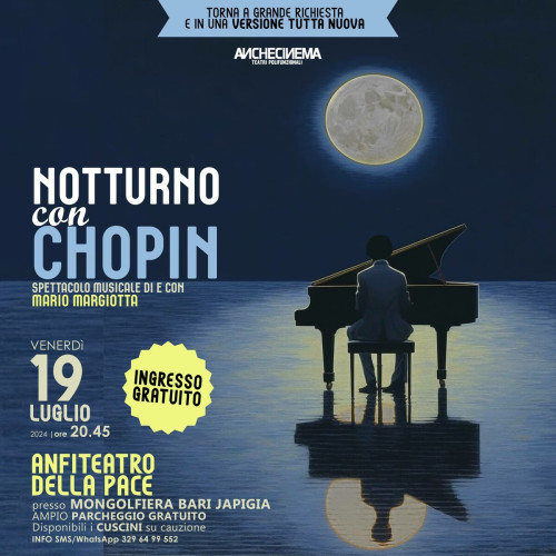 NOTTURNO CON CHOPIN spettacolo vede il Maestro Mario Margiotta protagonista come pianista e divulgatore musicale