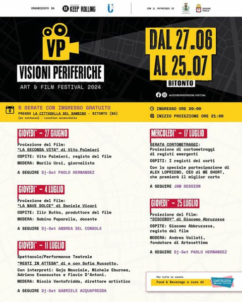 Visioni Periferiche: torna il cinema sotto le stelle a Bitonto