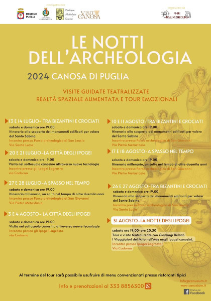 LE NOTTI  DELLARCHEOLOGIA 2024 a Canosa di Puglia