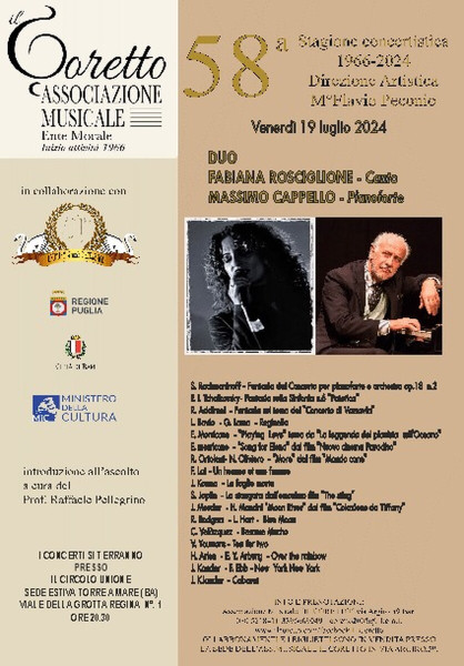 DUO FABIANA ROSCIGLIONE CANTO - MASSIMO CAPPELLO -PIANOFORTE