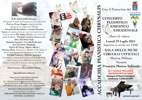 Taranto, musica ed emozioni al primo Concerto Pianistico Empatico Emozionale dell'Accademia Pianistica Chrysalis
