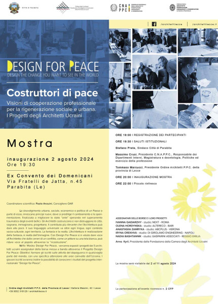 DESIGN FOR PEACE: RICOSTRUIRE DOPO LA GUERRA. IN MOSTRA I PROGETTI DEGLI ARCHITETTI UCRAINI E ITALIANI