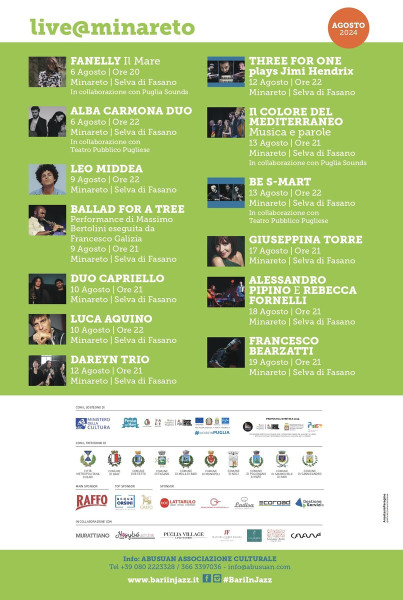 Giuseppina Torre, Alessandro Pipino & Rebecca Fornelli, Francesco Bearzatti per Bari in jazz 2024