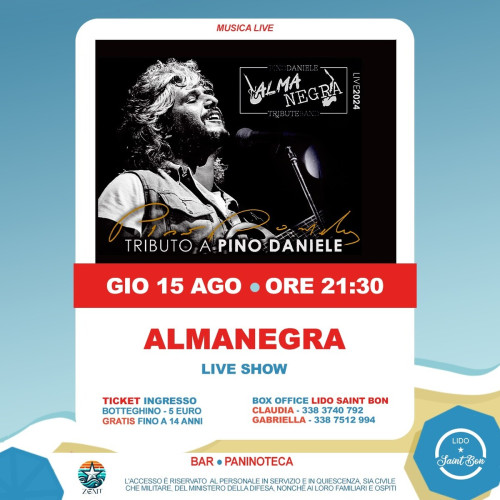 Almanegra Pino Daniele Tribute Band al LIDO SAINT BON